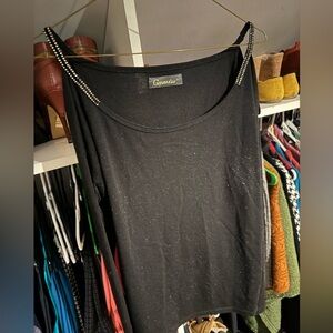 Studded cold shoulder top